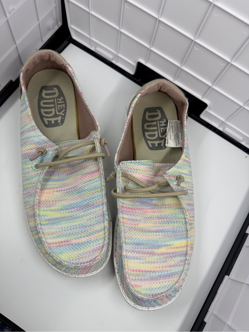 Rainbow Multicolor Heydude Wendy Sox Knit Slip-On Flats - Loafers or Boat Shoe - Picture 2 of 7